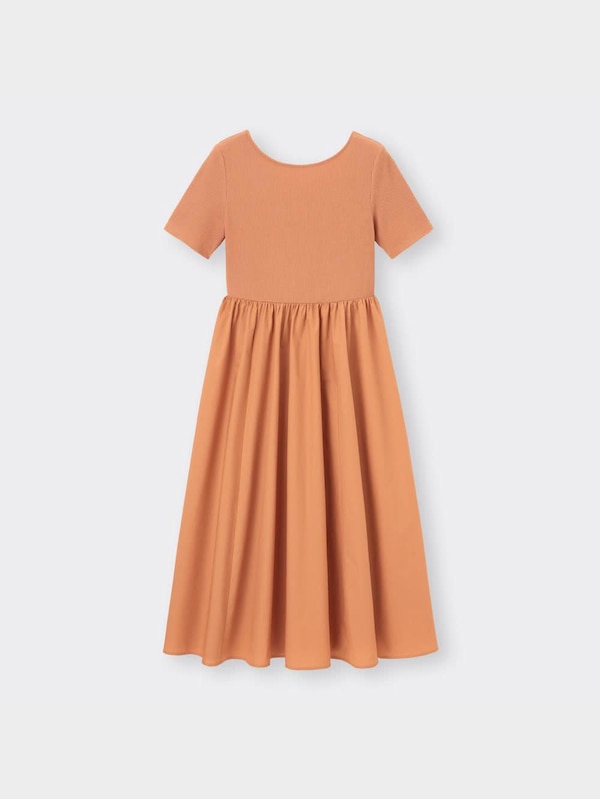 布帛コンビネーションフレアワンピース(半袖)Z+E