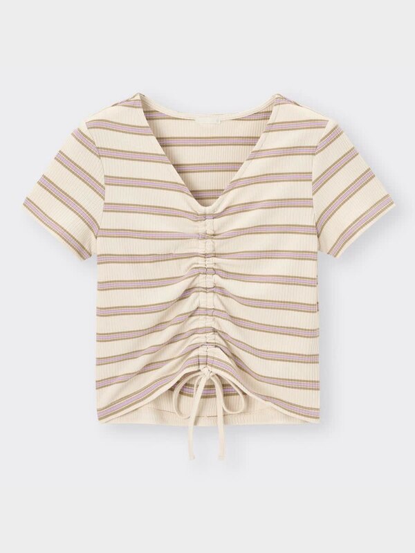 ドローストリングT(半袖)マルチボーダーYG+E