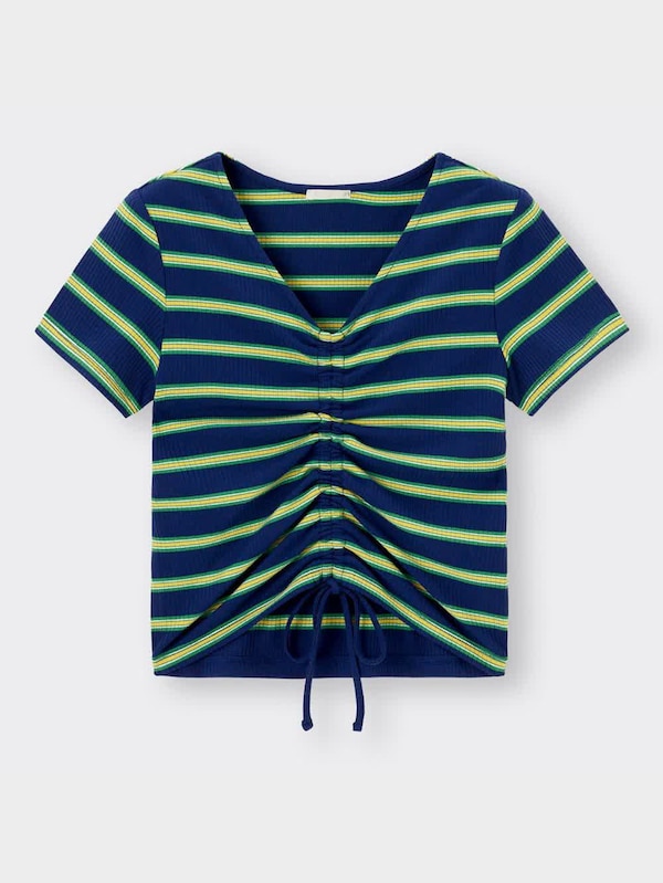 ドローストリングT(半袖)マルチボーダーYG+E