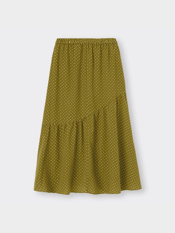 ドットプリントアシンメトリーティアードスカートQ