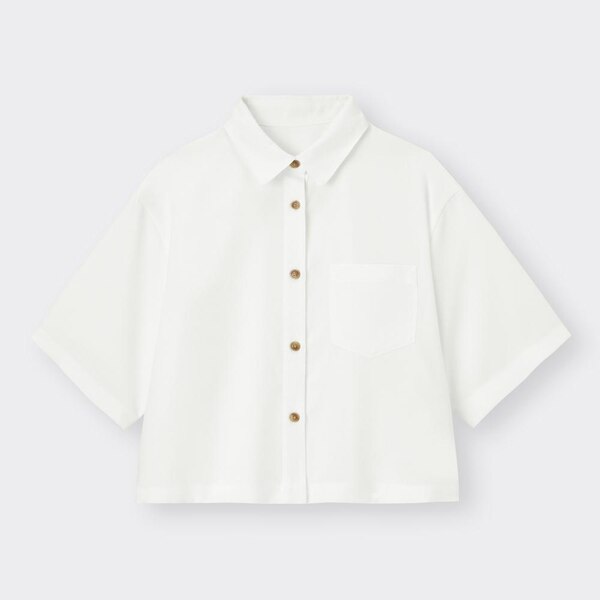 クロップドシャツ(5分袖)-OFF WHITE