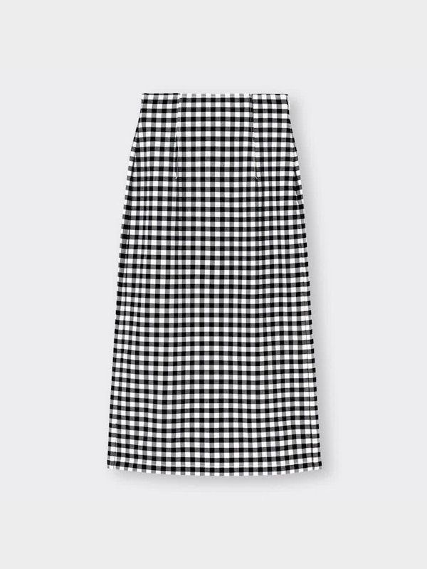 レースアップナローミディースカート(チェック)