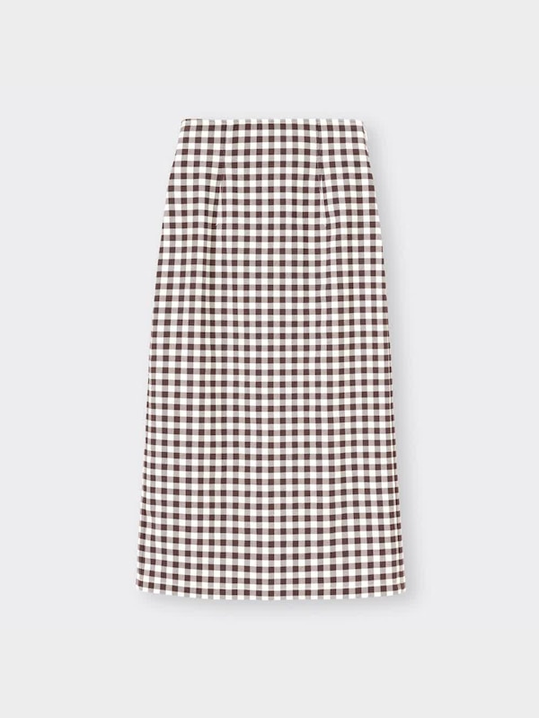 レースアップナローミディースカート(チェック)