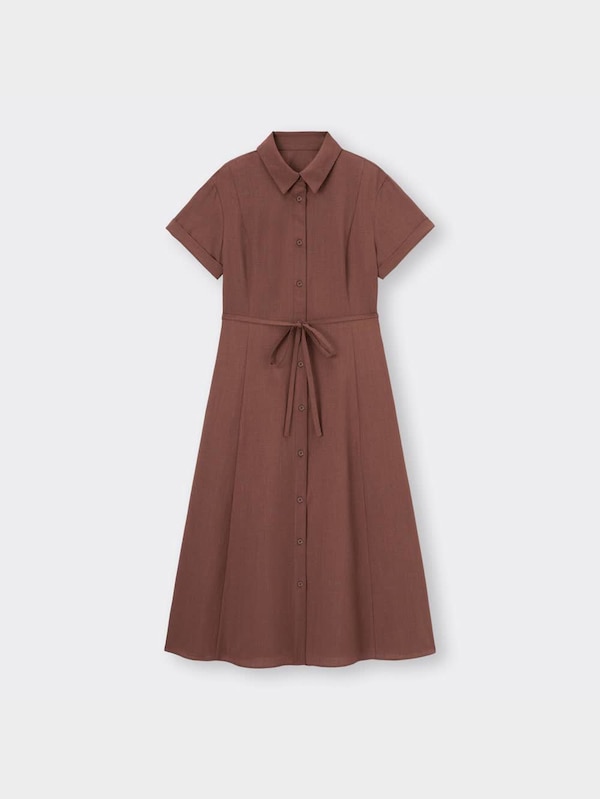 カラーシャツワンピース(半袖)