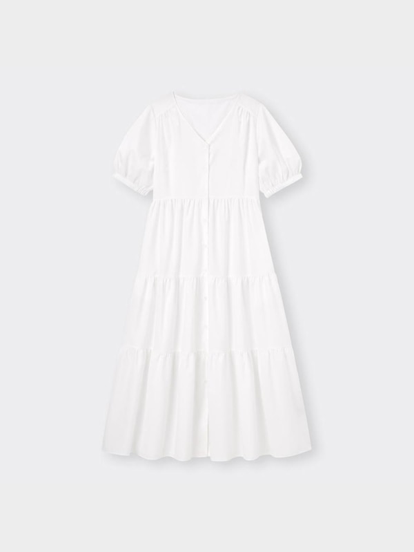 Vネックティアードワンピース(5分袖)