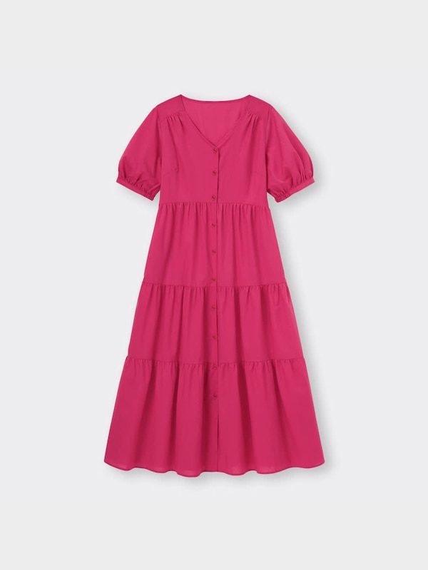 Vネックティアードワンピース(5分袖)