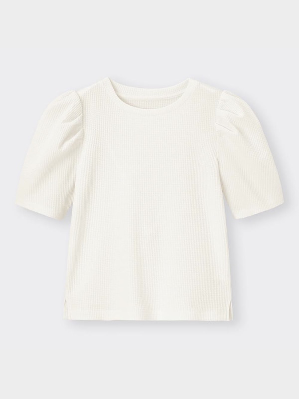 ワッフルボリュームスリーブT(5分袖)Q