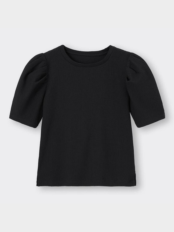 ワッフルボリュームスリーブT(5分袖)Q