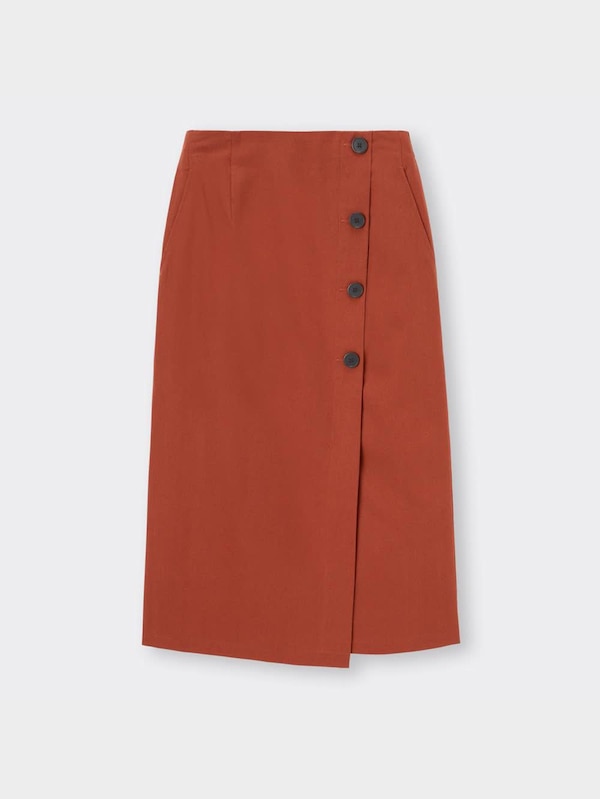 ボタンラップナローミディスカートNTQ+E