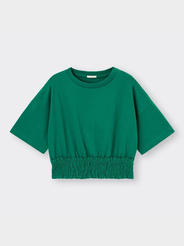 ウエストシャーリングクロップドT(5分袖)Q