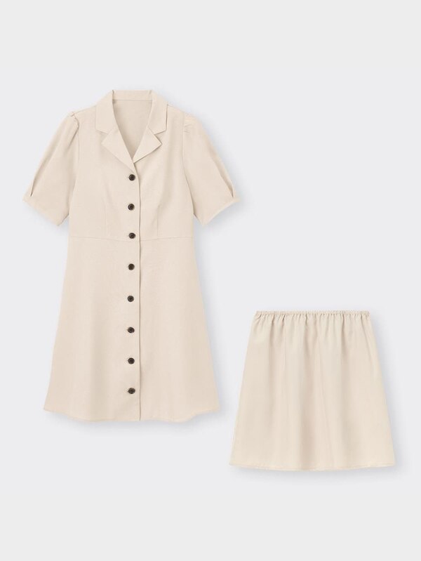 フロントボタンミニワンピース(5分袖)YG+X