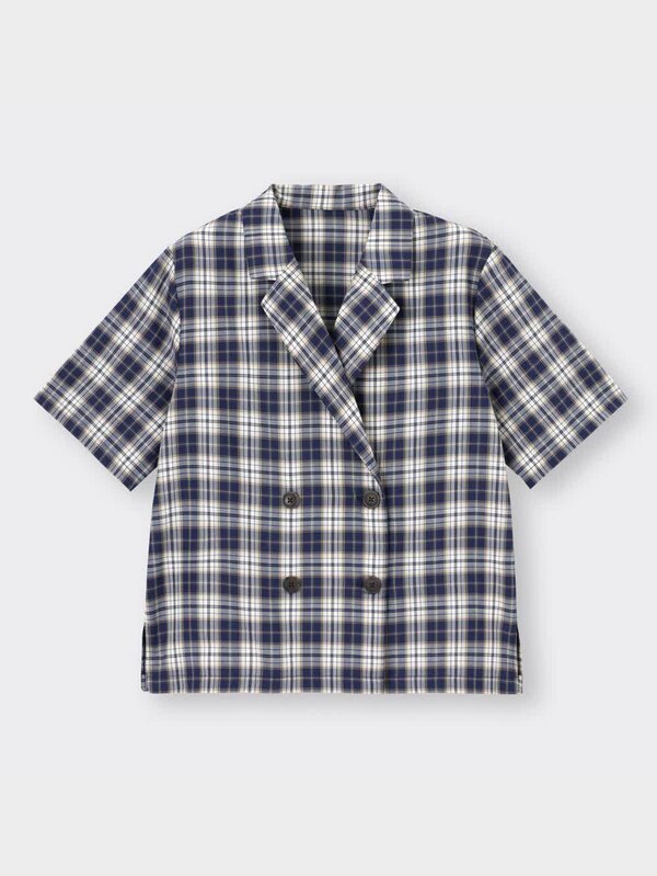 ダブルボタンチェックシャツ(半袖)YG+X