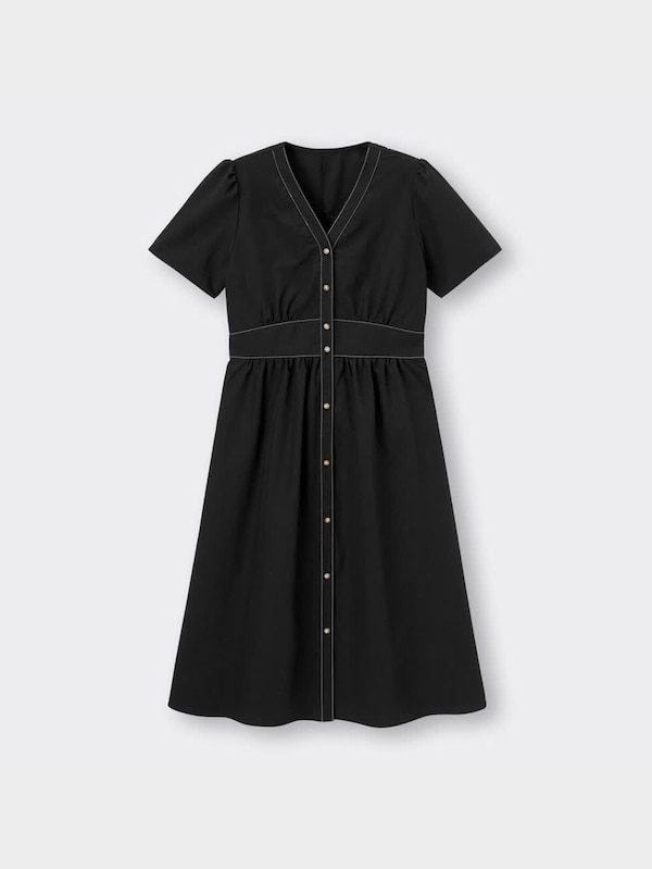 フロントボタンVネックワンピース(半袖)YG+X