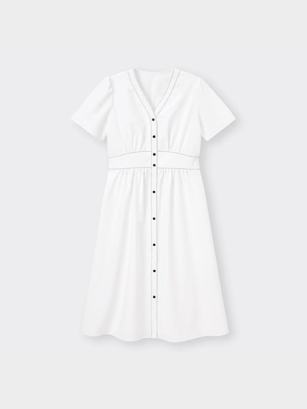 フロントボタンVネックワンピース(半袖)YG+X