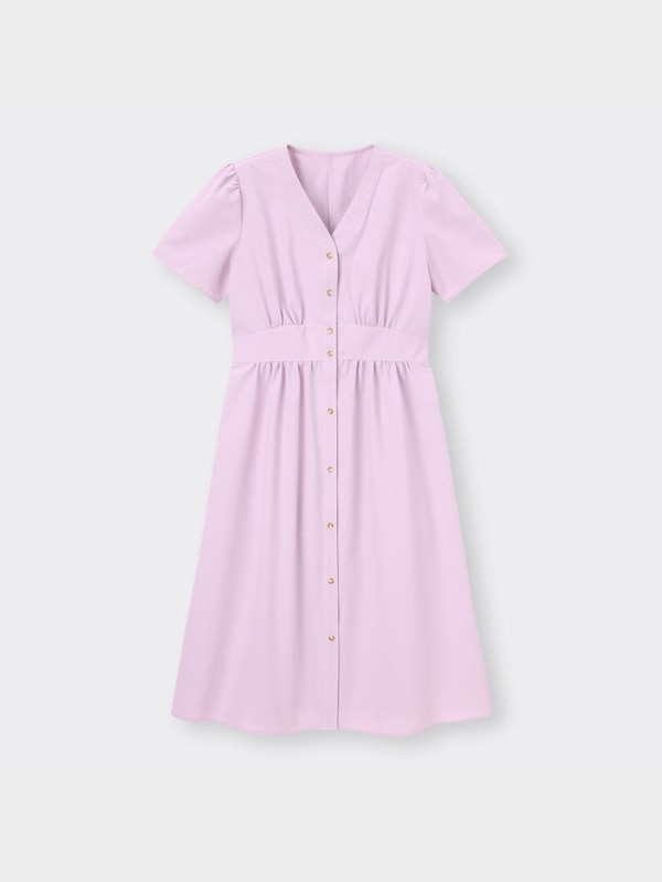 フロントボタンVネックワンピース(半袖)YG+X