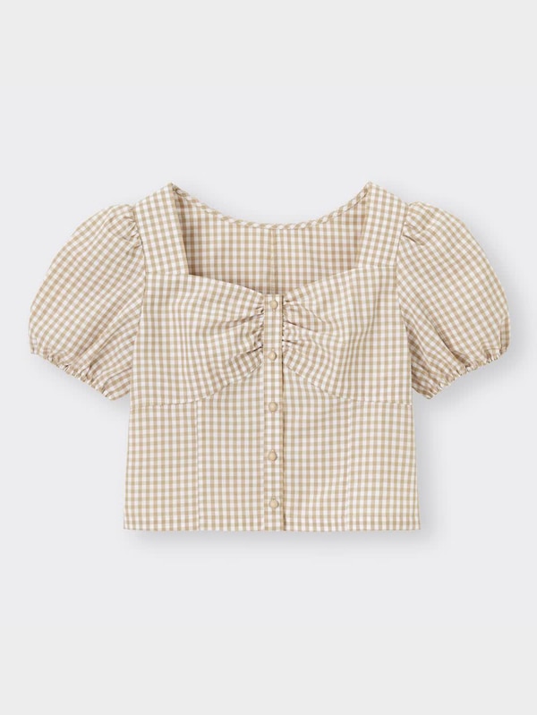 ギンガムチェックコルセットブラウス(半袖)YG+X