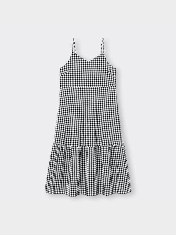 ギンガムチェックティアードキャミソールワンピースNTQ+E
