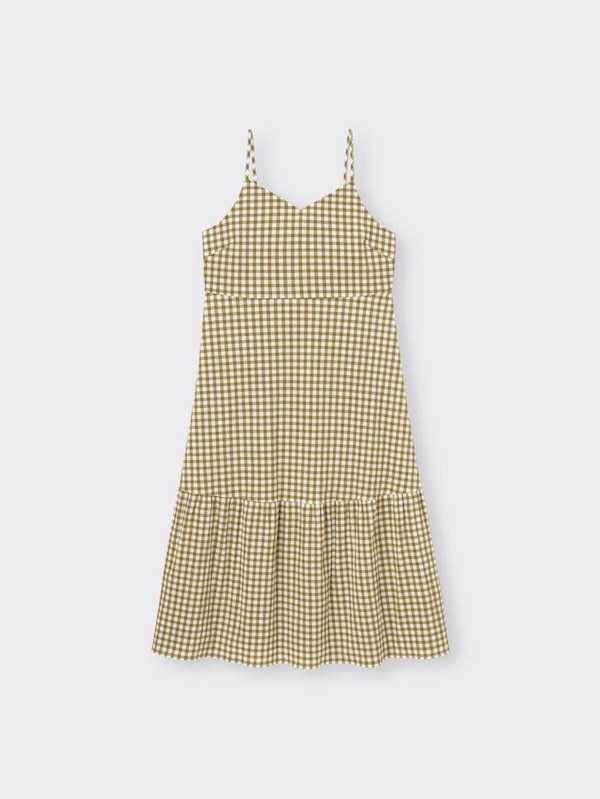 ギンガムチェックティアードキャミソールワンピースNTQ+E
