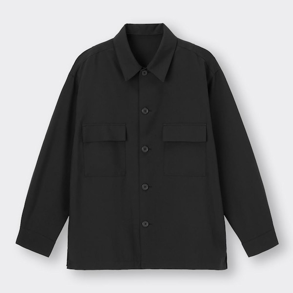 ドライオーバーサイズCPOシャツ(長袖)(セットアップ可能)-BLACK