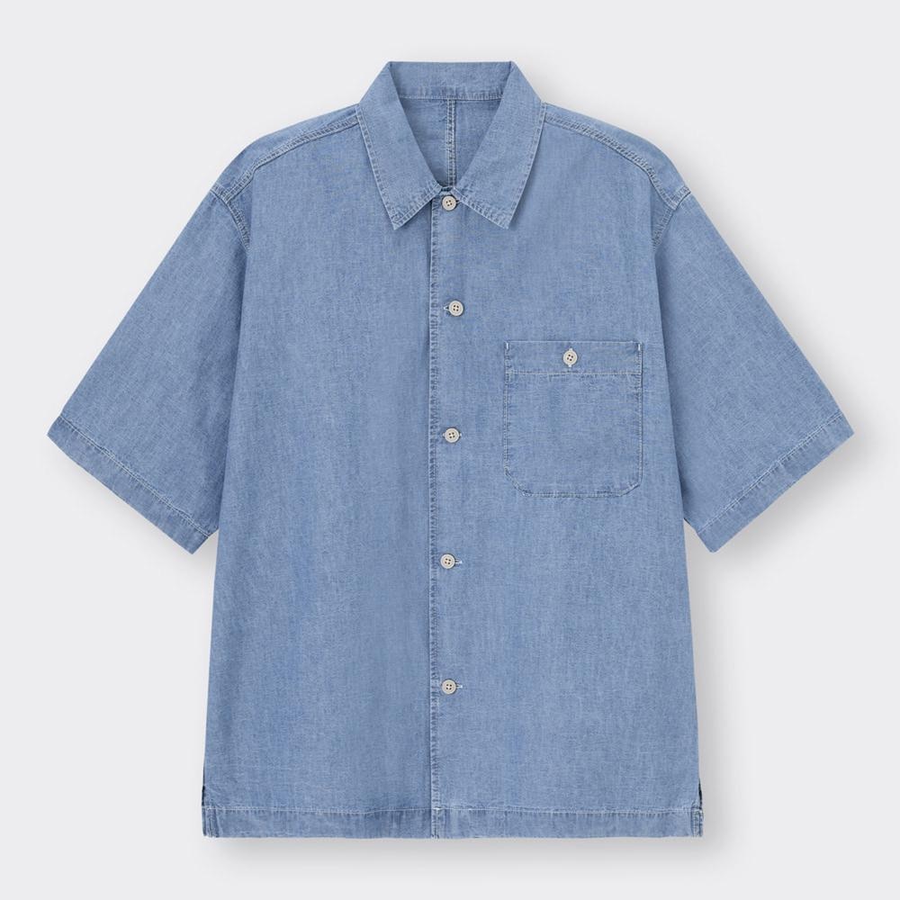 （GU）デニムオーバーサイズワークシャツ(5分袖)