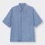デニムオーバーサイズワークシャツ(5分袖)-BLUE