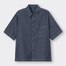 デニムオーバーサイズワークシャツ(5分袖)-NAVY