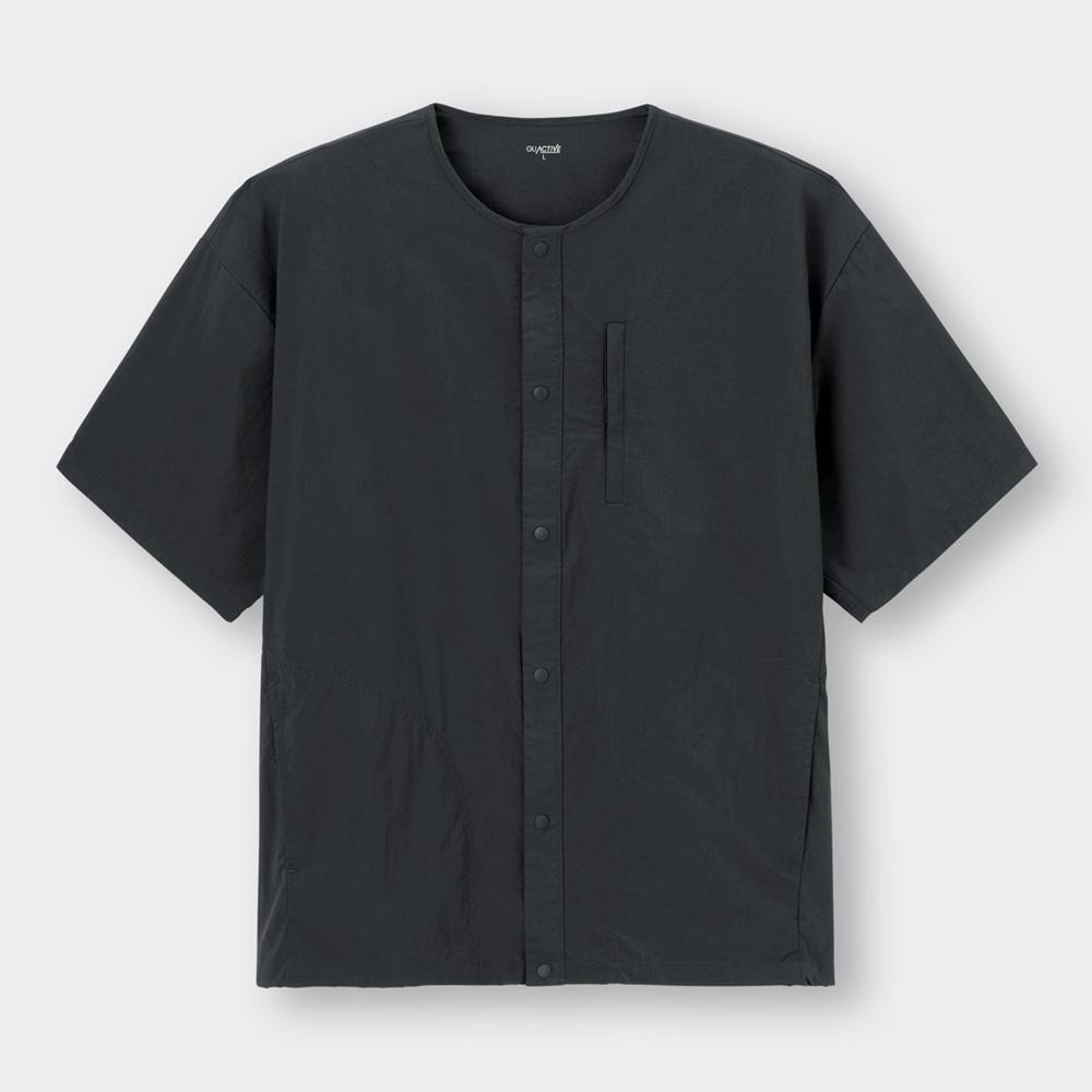 （GU）UVカットナイロンリラックスフィットシャツ(5分袖)GA+X(セットアップ可能)