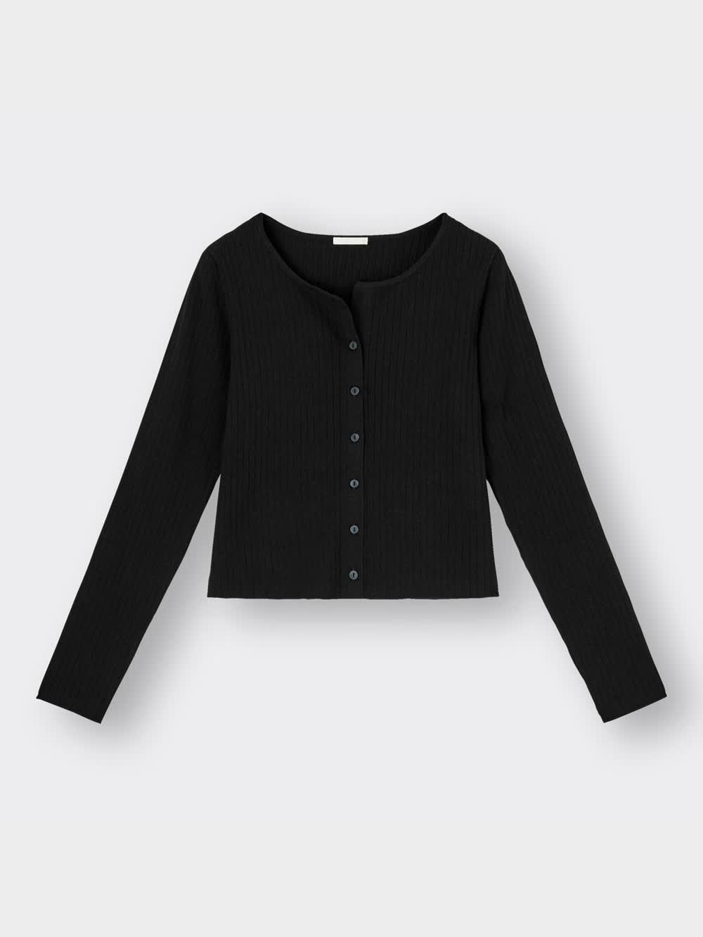 タグ付き！GU UVカットクロップドカーディガン(長袖) GU UVカットクロップドカーディガン(長袖) Mサイズ 黒 ジーユー