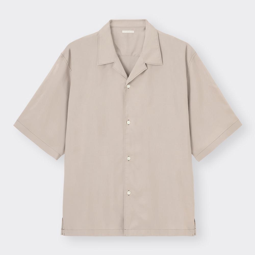 （GU）カラーステッチオープンカラーシャツ(5分袖)
