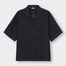 カラーステッチオープンカラーシャツ(5分袖)-BLACK