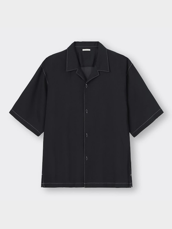 カラーステッチオープンカラーシャツ(5分袖)