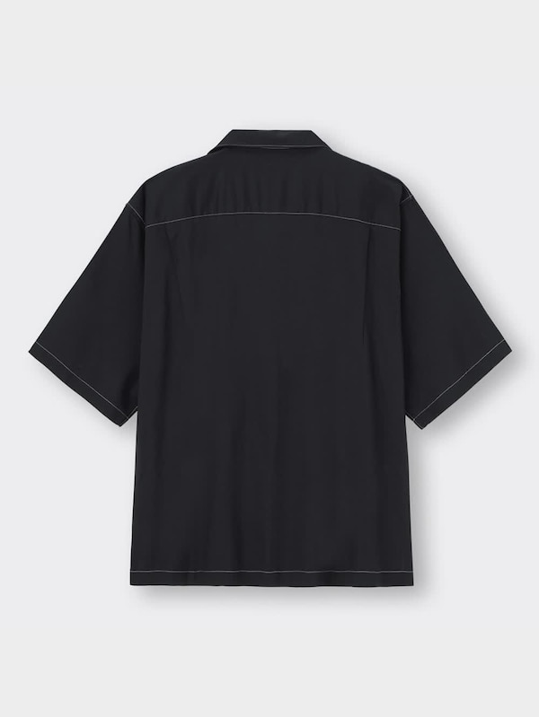 カラーステッチオープンカラーシャツ(5分袖)