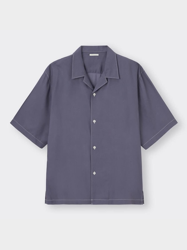 カラーステッチオープンカラーシャツ(5分袖)