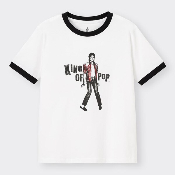 グラフィックリンガーT(半袖) Michael Jackson 1-WHITE