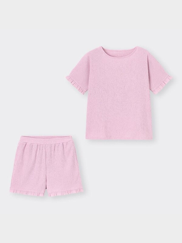 袖フリルラウンジセット(半袖&ショートパンツ)+E