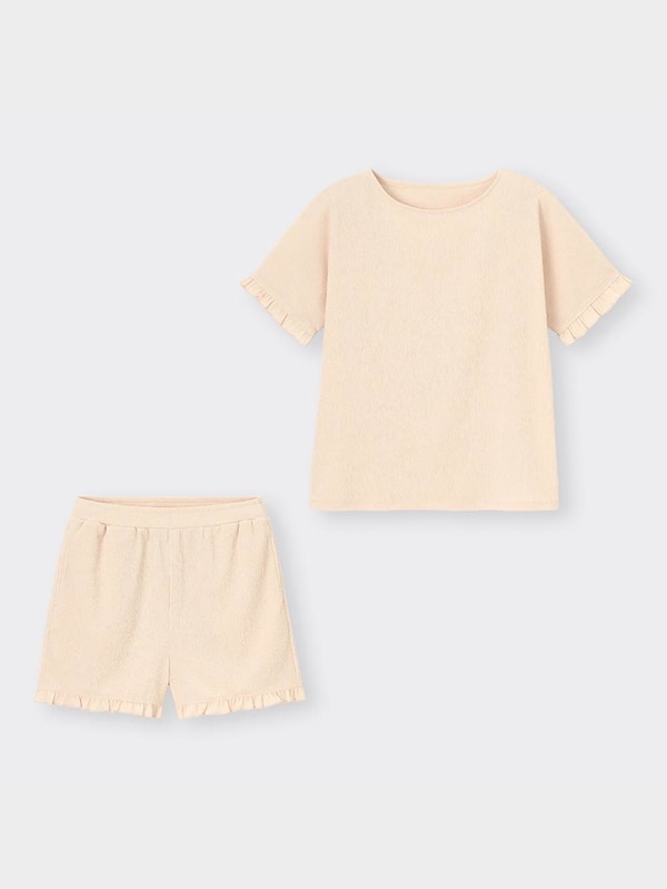 袖フリルラウンジセット(半袖&ショートパンツ)+E