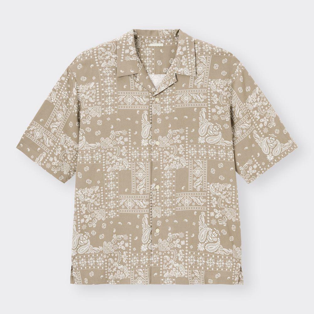 （GU）オープンカラーシャツ(5分袖)(バンダナ)