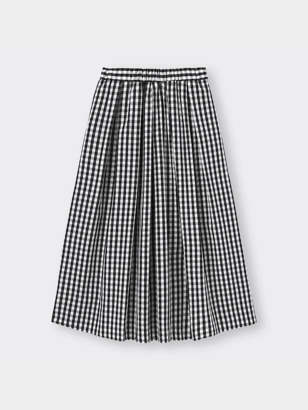 タックフレアミディスカート(ギンガム)