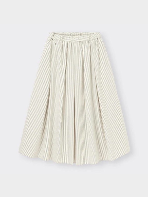 タックフレアミディスカート(ストライプ)