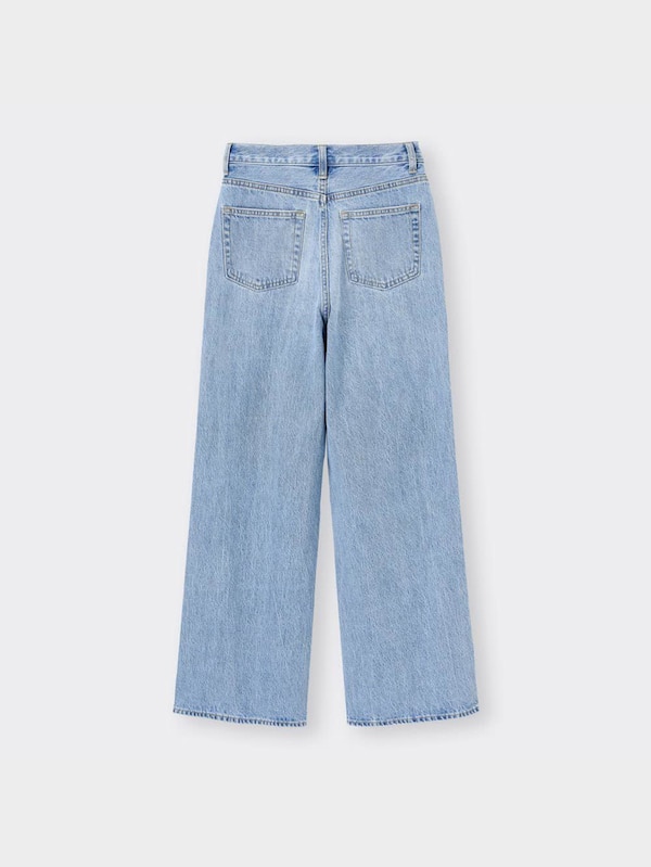 ハイウエストセミワイドジーンズ(クラッシュ)