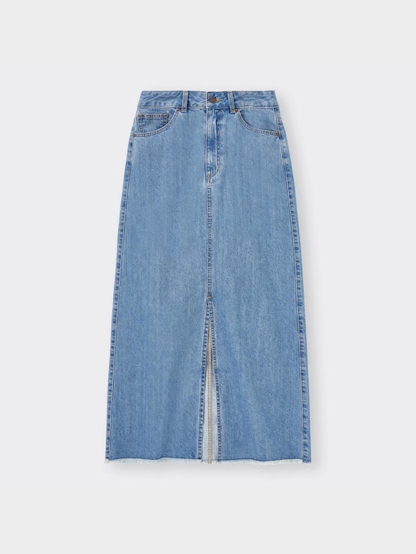 デニムスリットナローロングスカート(丈標準89～96cm)