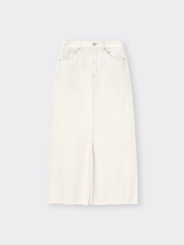 デニムスリットナローロングスカート(丈標準89～96cm)