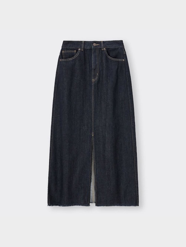 デニムスリットナローロングスカート(丈標準89～96cm)