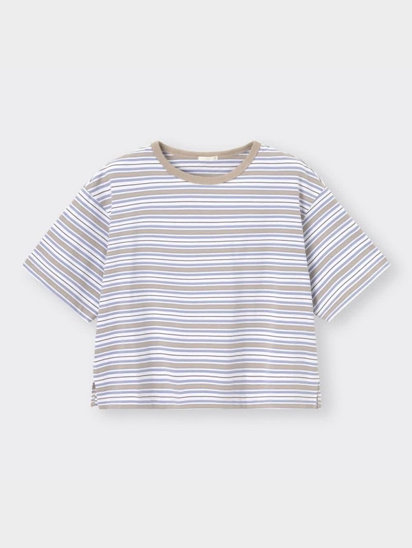 ワイドフィットT(5分袖)(マルチボーダー)