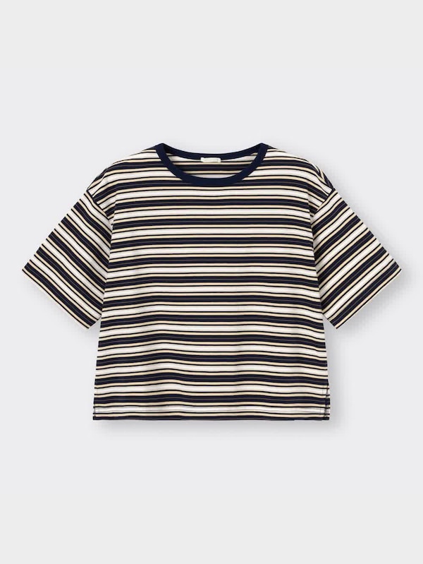 ワイドフィットT(5分袖)(マルチボーダー)