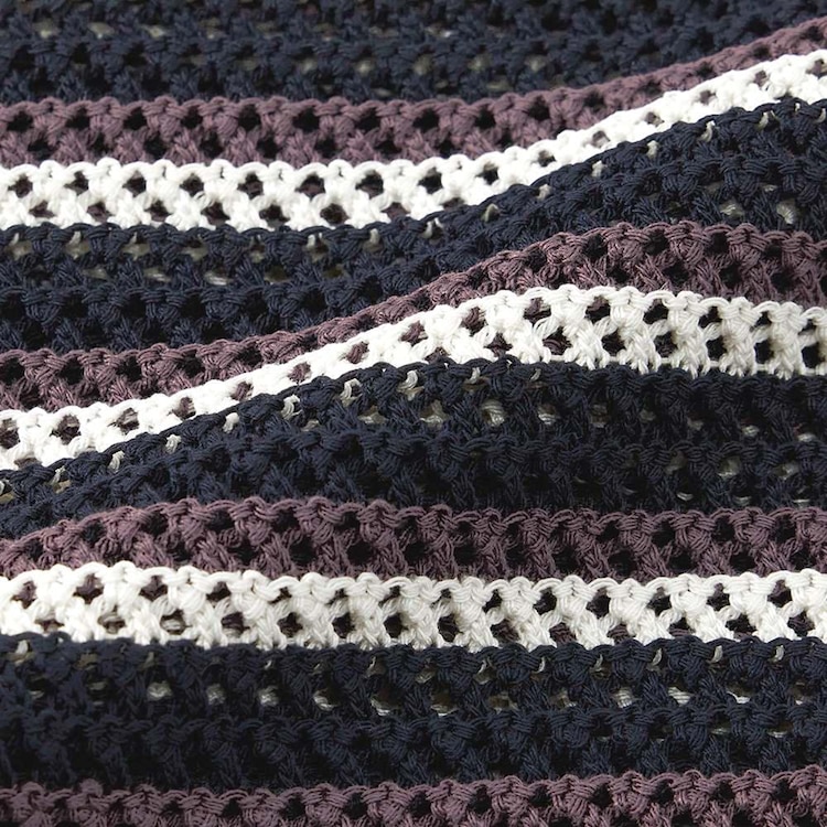 GU公式 透かし編みボーダーセーター(ノースリーブ)