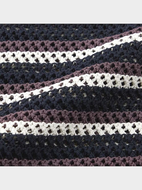 透かし編みボーダーセーター(ノースリーブ)