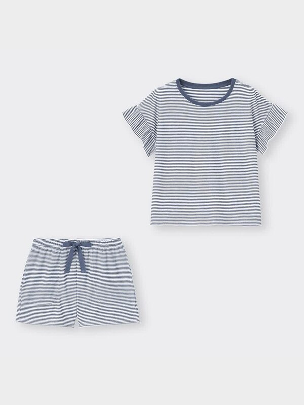 コールドフィールパイルラウンジセット(半袖&ショートパンツ)ボーダー