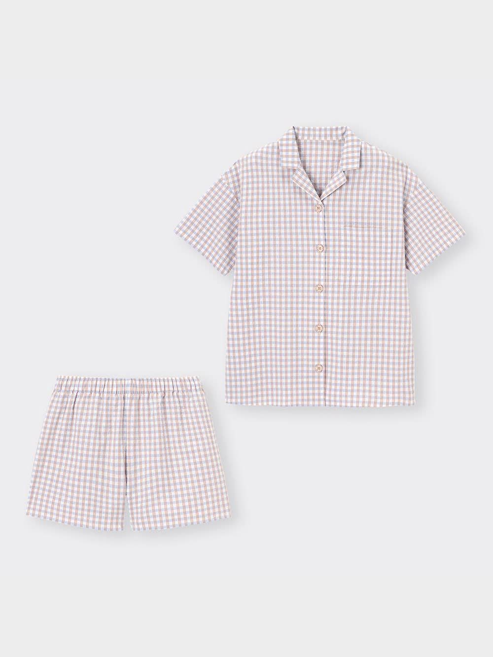 GU公式 | コットンサッカーパジャマ(ギンガムチェック)(半袖&ショート