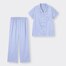 サテンパジャマ(半袖&ロングパンツ)+E-BLUE